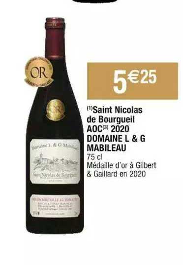 saint nicolas de bourgueil aoc 2020 domaine l & g mabileau