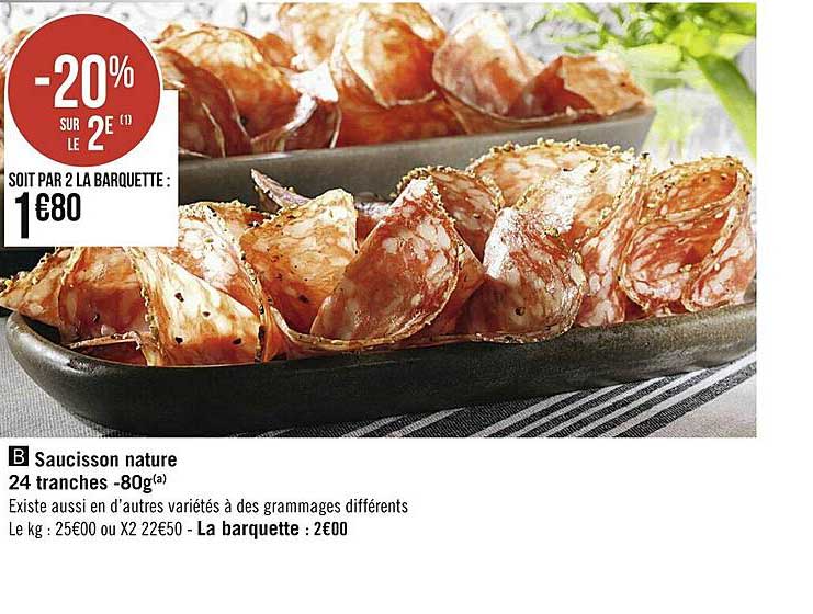 Saucisson Nature 24 Tranches - 80g