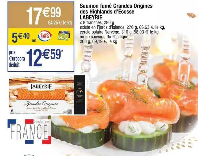 saumon fumé grandes origines des highlands d'écosse labeyrie