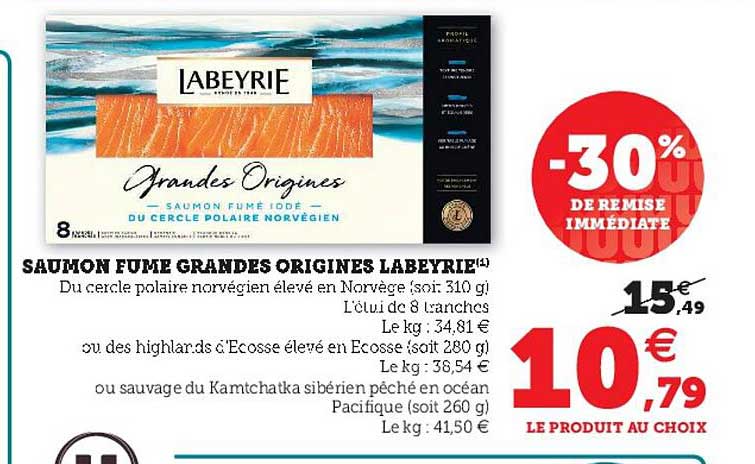 saumon fumé grandes origines labeyrie -30% de remise immédiate