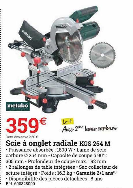 scie à onglet radiale kgs 254 m metabo