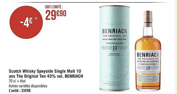 scotch whisky speyside single malt 10 ans the original ten 43% vol. benriach