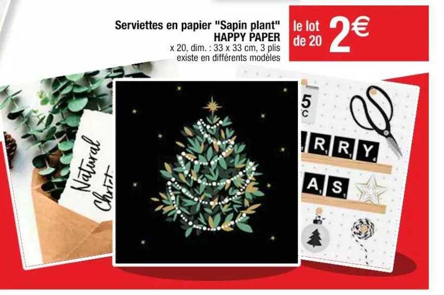serviettes en papier "sapin plant" happy paper