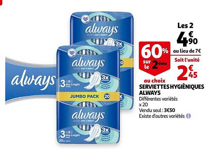 serviettes hygiéniques always