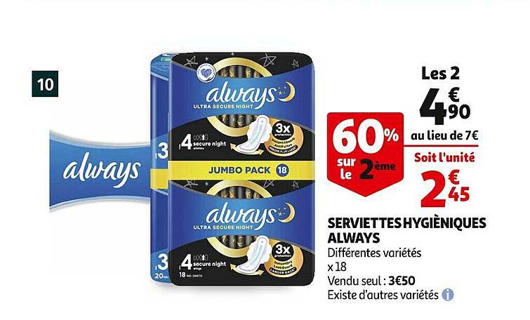 serviettes hygiéniques always