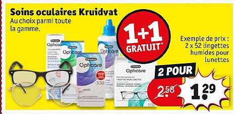 soins oculaires kruidvat 2 x 52 lingettes humides pour lunettes 1+1 gratuit