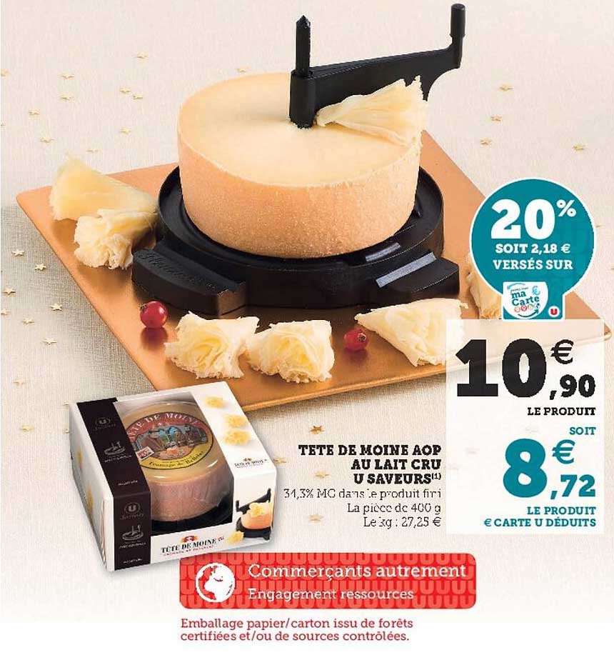 tête de moine aop au lait cru u saveurs