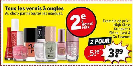 tous les vernis à ongles high gloss kruidvat + shine last & go essence