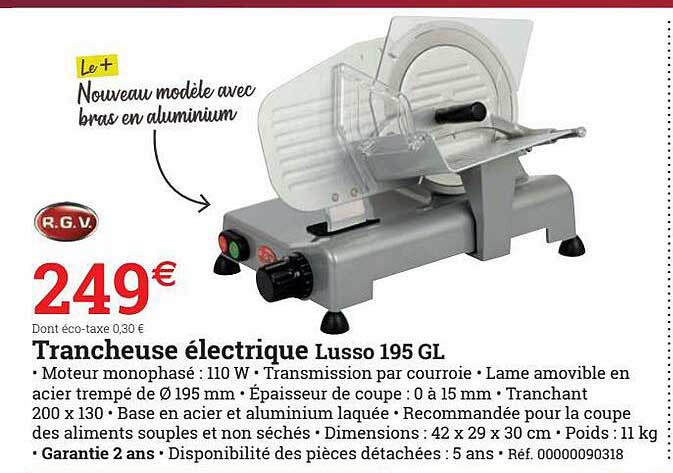 trancheuse électrique lusso 195 gl r.g.v.
