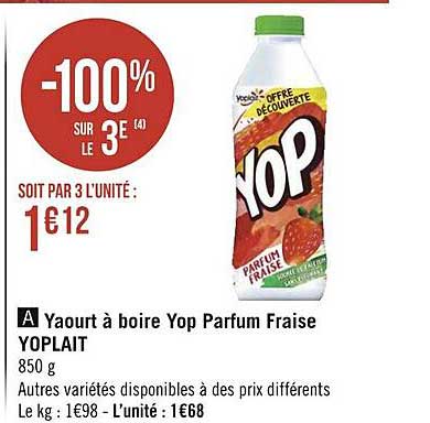 Yaourt à Boire Yop Parfum Fraise Yoplait