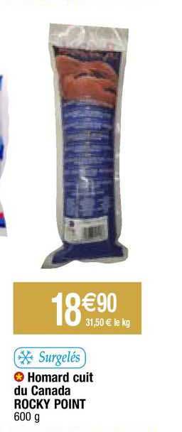 homard cuit du canada rocky point