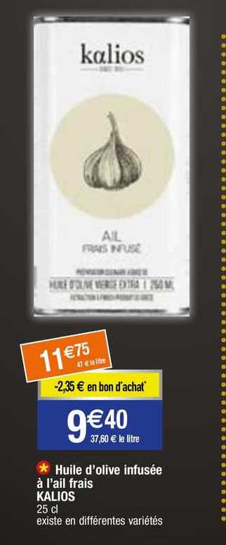 huile d'olive infusée à l'ail frais kalios