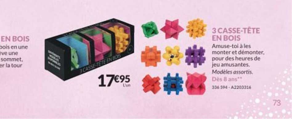 3 casse-tete en bois