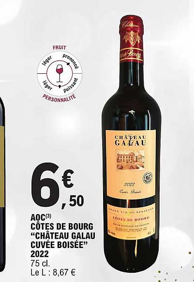 aoc côtes de bourg "château galau cuvée boisée" 2022