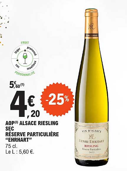 aop alsace riesling sec réserve particulière "ehrhart"