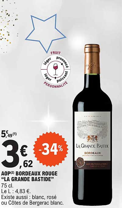 aop bordeaux rouge "la grande bastide"