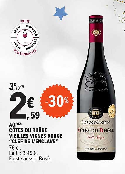 aop cotes du rhone vielles vignes rouge "clef de l'enclave"