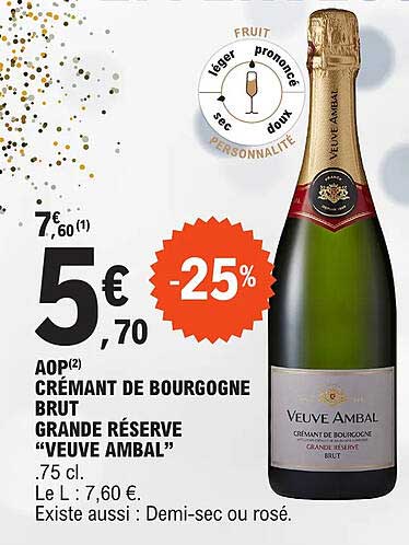 aop cremant de bourgogne brut grande reserve "veuve ambal"
