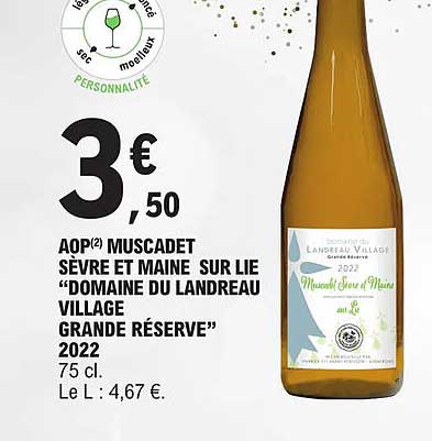 aop muscadet sèvre et maine sur lie "domaine du landreau village grande réserve 2022