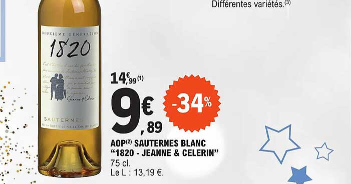 aop sauternes blanc "1820 - jeanne & celerin"