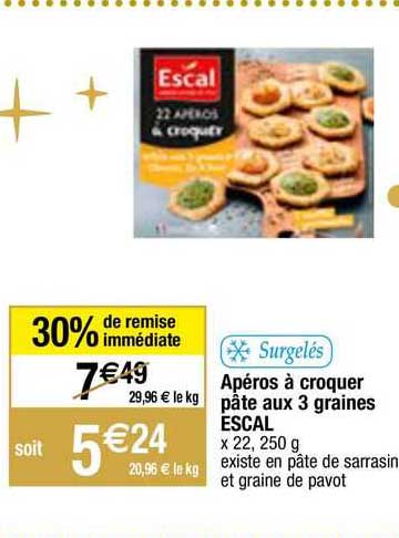 apéros à croquer pâte aux 3 graines escal