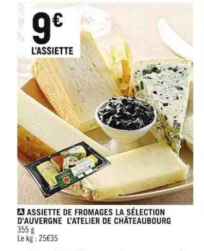 assiette de fromages la sélection d'auvergne l'atelier de châteaubourg