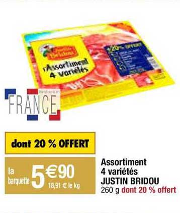 assortiment 4 variétés justin bridou