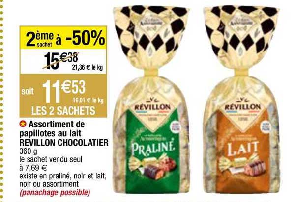 assortiment de papillotes au lait révillon chocolatier