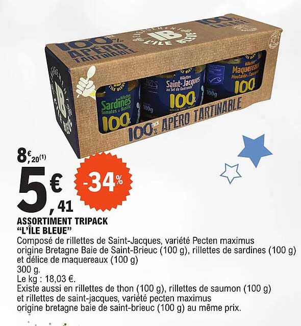 assortiment tripack "l'île bleue"
