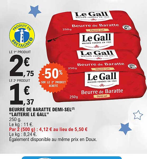 beurre de baratte demi-sel "laiterie le gall"