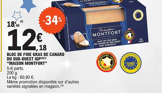 bloc de foie gras de canard du sud-ouest igp "maison montfort"