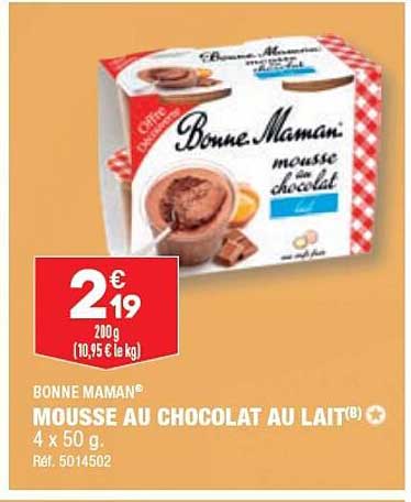 bonne maman mousse au chocolat au lait