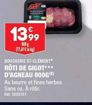 boucherie st-clément rôti de gigot d'agneau 800g