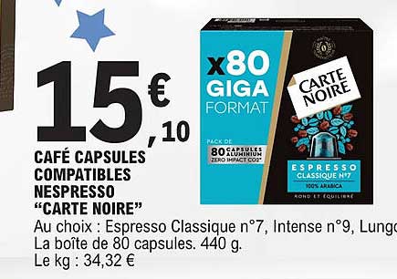 café capsules compatibles nespresso "carte noire"
