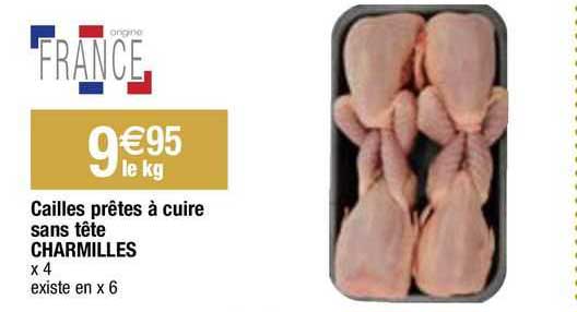 cailles prêtes à cuire sans tête charmilles