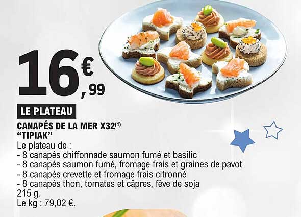 canapés de la mer x32 "tipiak"