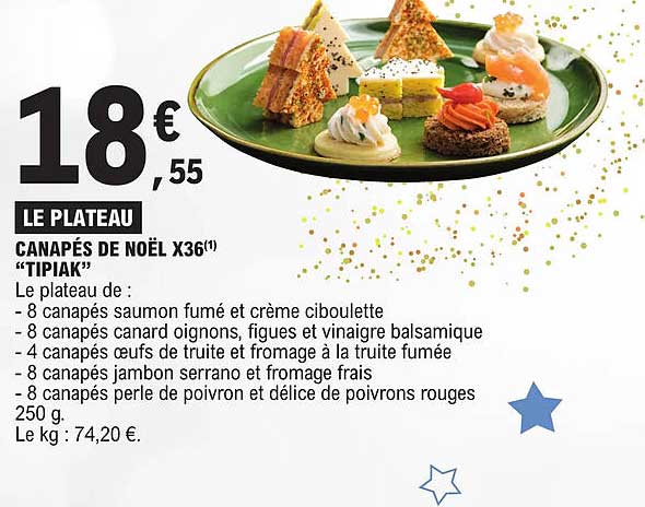 canapés de noël x36 "tipiak"