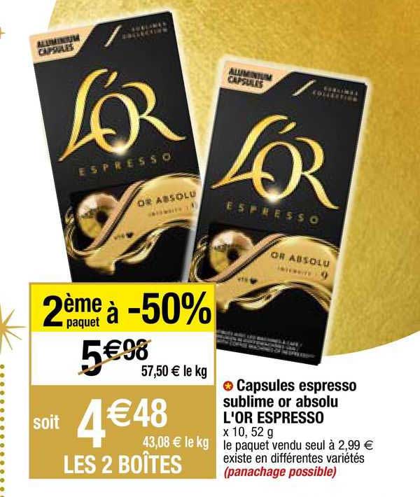 capsules espresso sublime or absolu l'or espresso