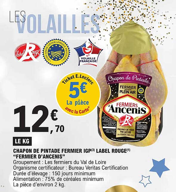 chapon de pintade fermier igp label rouge "fermier d'ancenis"