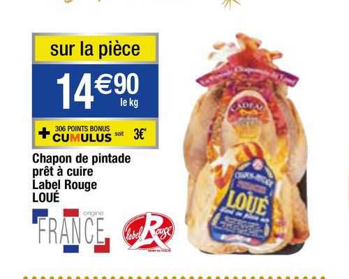 chapon de pintade prêt à cuire label rouge loué