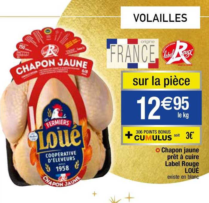 chapon jaune prêt à cuire label rouge loué