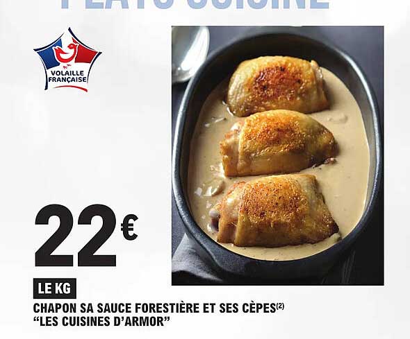 chapon sa sauce forestière et ses cèpes "les cuisines d'armor"