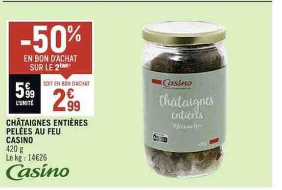 Châtaignes Entières Pelées Au Feu Casino
