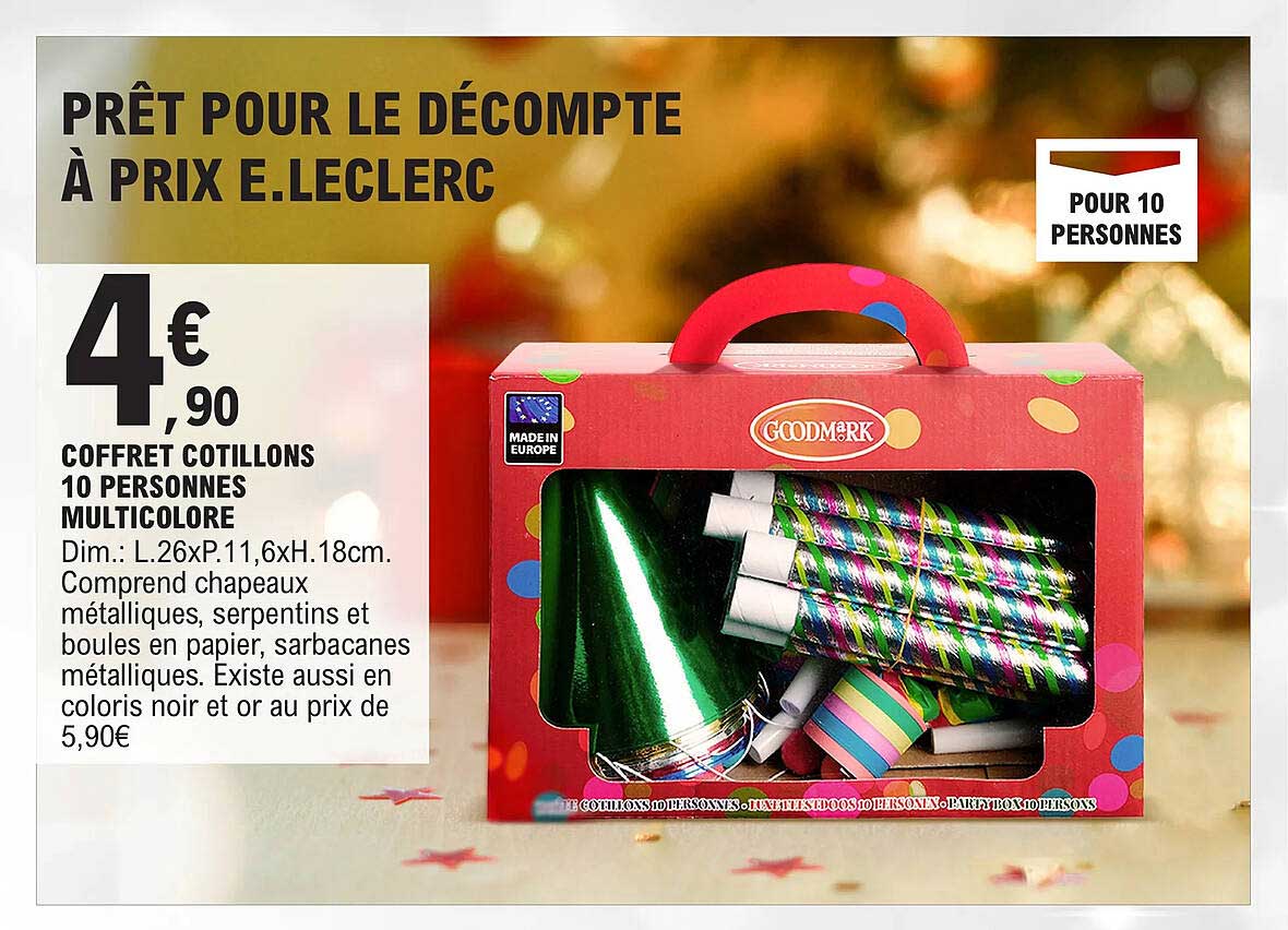 coffret cotillons 10 personnes multicolore