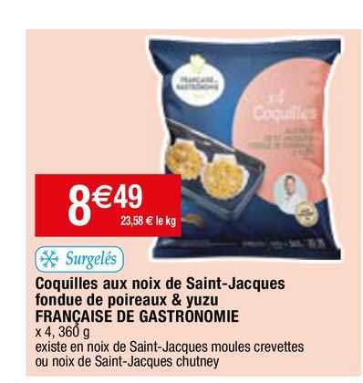 coquilles aux noix de saint-jacques fondue de poireaux & yuzu française de gastronomie