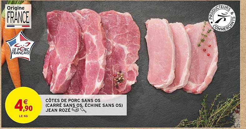 côtes de porc sans os (carré sans os, échine sans os) jean rozé