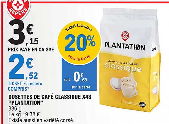 dosettes de café classique x48 "plantation"