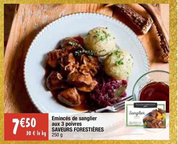 émincés de sanglier aux 3 poivres saveurs forestières