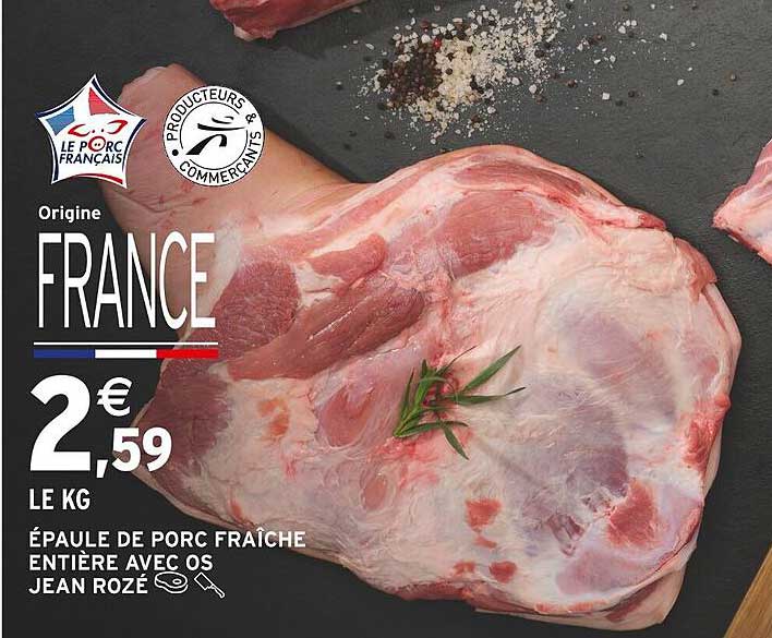 épaule de porc fraîche entière avec os jean rozé