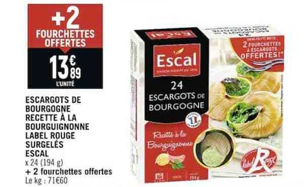 escargots de bourgogne recette à la bourguignonne label rouge surgelés escal